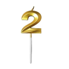 2 Number Gold Cake Candles For Birthday, Anniversary