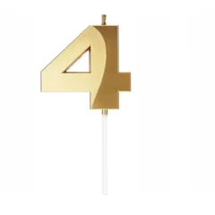 4 Number Gold Cake Candles For Birthday