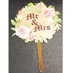 MR & MRS Gold Cake Topper