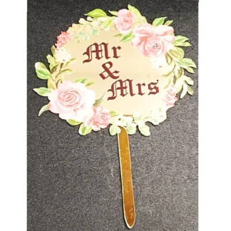 MR & MRS Gold Cake Topper
