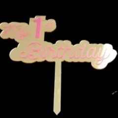 My 1st Birthday Golden Pink Cake Topper